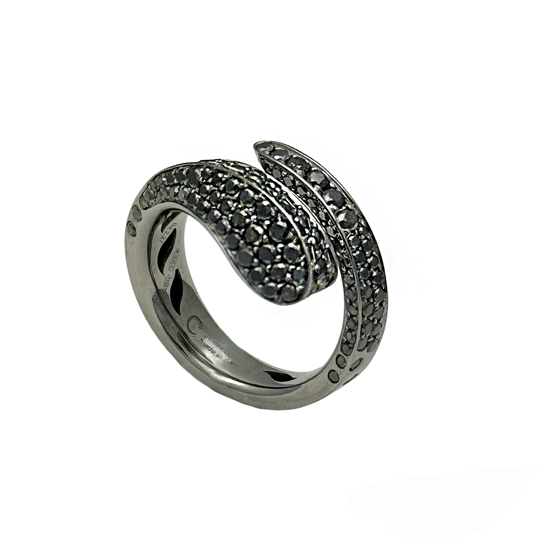 D0204.gif Anello Like Regular in oro brunito con pavè di diamanti neri